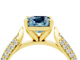 Yellow gold Cushion Cut Diamond Solitaire Engagement Ring with Pavé Band and Four-Prong Setting_4