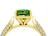Yellow gold Cushion Cut Diamond Solitaire Engagement Ring with Pavé Band and Four-Prong Setting_4