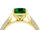 Yellow gold Cushion Cut Diamond Solitaire Engagement Ring with Pavé Band and Four-Prong Setting_4