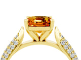 Yellow gold Cushion Cut Diamond Solitaire Engagement Ring with Pavé Band and Four-Prong Setting_4