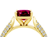 Yellow gold Cushion Cut Diamond Solitaire Engagement Ring with Pavé Band and Four-Prong Setting_4
