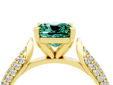 Yellow gold Cushion Cut Diamond Solitaire Engagement Ring with Pavé Band and Four-Prong Setting_4