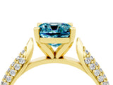 Yellow gold Cushion Cut Diamond Solitaire Engagement Ring with Pavé Band and Four-Prong Setting_4