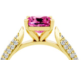 Yellow gold Cushion Cut Diamond Solitaire Engagement Ring with Pavé Band and Four-Prong Setting_4