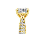 Yellow gold Cushion Cut Diamond Solitaire Engagement Ring with Pavé Band and Four-Prong Setting_5
