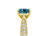 Yellow gold Cushion Cut Diamond Solitaire Engagement Ring with Pavé Band and Four-Prong Setting_5