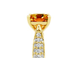 Yellow gold Cushion Cut Diamond Solitaire Engagement Ring with Pavé Band and Four-Prong Setting_5
