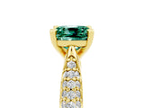Yellow gold Cushion Cut Diamond Solitaire Engagement Ring with Pavé Band and Four-Prong Setting_5