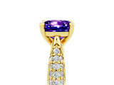 Yellow gold Cushion Cut Diamond Solitaire Engagement Ring with Pavé Band and Four-Prong Setting_5