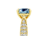 Yellow gold Cushion Cut Diamond Solitaire Engagement Ring with Pavé Band and Four-Prong Setting_5