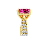 Yellow gold Cushion Cut Diamond Solitaire Engagement Ring with Pavé Band and Four-Prong Setting_5