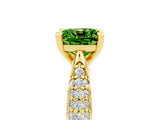 Yellow gold Cushion Cut Diamond Solitaire Engagement Ring with Pavé Band and Four-Prong Setting_5