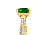 Yellow gold Cushion Cut Diamond Solitaire Engagement Ring with Pavé Band and Four-Prong Setting_5