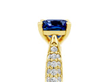 Yellow gold Cushion Cut Diamond Solitaire Engagement Ring with Pavé Band and Four-Prong Setting_5