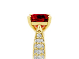 Yellow gold Cushion Cut Diamond Solitaire Engagement Ring with Pavé Band and Four-Prong Setting_5