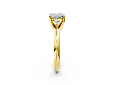 Yellow gold Cushion Cut Diamond Solitaire Engagement Ring with Round Band and Four-Prong Setting_218