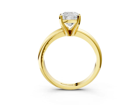 Yellow gold Cushion Cut Diamond Solitaire Engagement Ring with Round Band and Four-Prong Setting_219