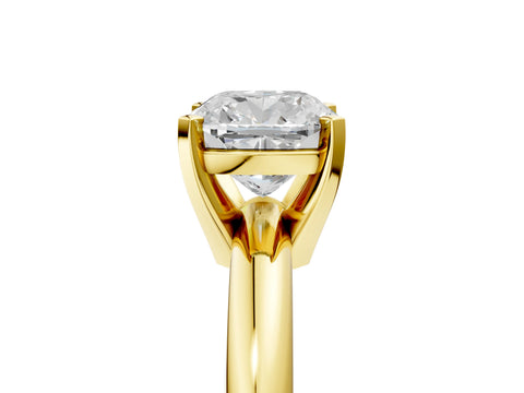 Yellow gold Cushion Cut Diamond Solitaire Engagement Ring with Round Band and Four-Prong Setting_221