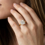 Yellow gold Cushion Cut Diamond Solitaire Engagement Ring with Round Band and Four-Prong Setting_302