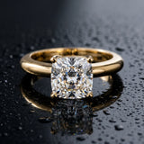 Yellow gold Cushion Cut Diamond Solitaire Engagement Ring with Round Band and Four-Prong Setting_303