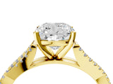 Yellow gold Cushion Cut Diamond Solitaire Engagement Ring with Twisted Pavé Band and Four-Prong Setting_54