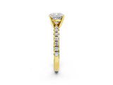 Yellow gold Cushion Cut Diamond Solitaire Pavé Engagement Ring with Round Band and Prong Setting_16