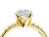 Yellow gold Cushion Cut Diamond Solitaire Pavé Engagement Ring with Round Band and Prong Setting_18