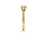 Yellow gold Cushion Cut Diamond Solitaire Pavé Engagement Ring with Round Band and Prong Setting_52