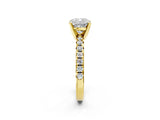 Yellow gold Cushion Cut Diamond Solitaire Pavé Engagement Ring with Round Band and Prong Setting_70
