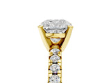 Yellow gold Cushion Cut Diamond Solitaire Pavé Engagement Ring with Round Band and Prong Setting_73