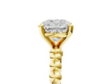 Yellow gold Cushion Cut Diamond Solitaire Ring with Beaded Band and Prong Setting_315