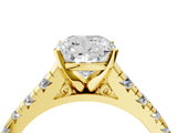 Yellow gold Cushion Cut Diamond Solitaire Ring with Cathedral Setting and Pavé Band_178
