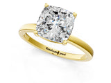 Yellow gold Cushion Cut Diamond Solitaire Ring with Classic Band and Four-Prong Setting_9