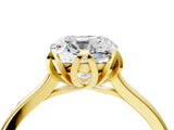 Yellow gold Cushion Cut Diamond Solitaire Ring with Flower Prong Setting and Classic Band_202
