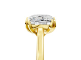 Yellow gold Cushion Cut Diamond Solitaire Ring with Flower Prong Setting and Classic Band_203