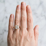 Yellow gold Cushion Cut Diamond Solitaire Ring with Flower Prong Setting and Classic Band_210