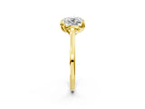 Yellow gold Cushion Cut Diamond Solitaire Ring with Flower Prong Setting and Classic Band_46
