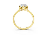 Yellow gold Cushion Cut Diamond Solitaire Ring with Flower Prong Setting and Classic Band_47