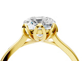 Yellow gold Cushion Cut Diamond Solitaire Ring with Flower Prong Setting and Classic Band_48