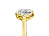 Yellow gold Cushion Cut Diamond Solitaire Ring with Flower Prong Setting and Classic Band_49