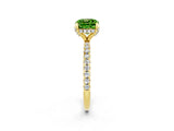 Yellow gold Cushion Cut Diamond Solitaire Ring with Four-Prong Setting and Pavé Band_2