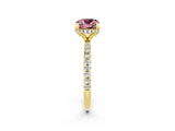 Yellow gold Cushion Cut Diamond Solitaire Ring with Four-Prong Setting and Pavé Band_2