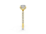 Yellow gold Cushion Cut Diamond Solitaire Ring with Four-Prong Setting and Pavé Band_2