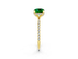 Yellow gold Cushion Cut Diamond Solitaire Ring with Four-Prong Setting and Pavé Band_2