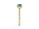 Yellow gold Cushion Cut Diamond Solitaire Ring with Four-Prong Setting and Pavé Band_2