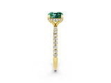 Yellow gold Cushion Cut Diamond Solitaire Ring with Four-Prong Setting and Pavé Band_2