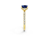 Yellow gold Cushion Cut Diamond Solitaire Ring with Four-Prong Setting and Pavé Band_2