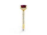 Yellow gold Cushion Cut Diamond Solitaire Ring with Four-Prong Setting and Pavé Band_2