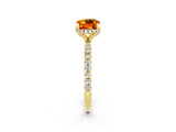 Yellow gold Cushion Cut Diamond Solitaire Ring with Four-Prong Setting and Pavé Band_2