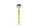 Yellow gold Cushion Cut Diamond Solitaire Ring with Four-Prong Setting and Pavé Band_2
